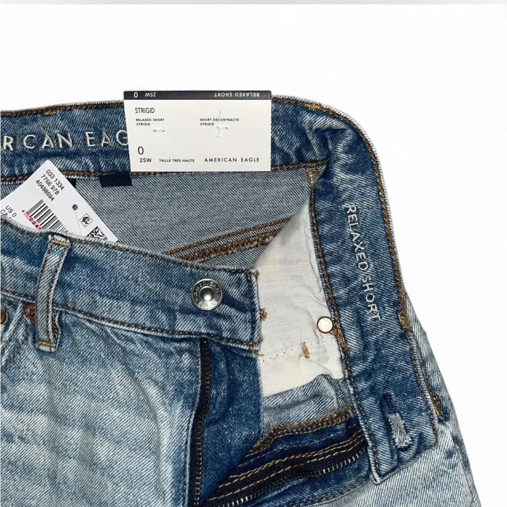 American Eagle Light Blue High Rise Relaxed Denim Shorts